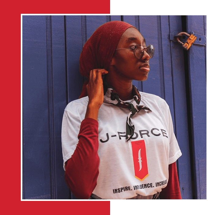 J-Force member in branded t-shirt