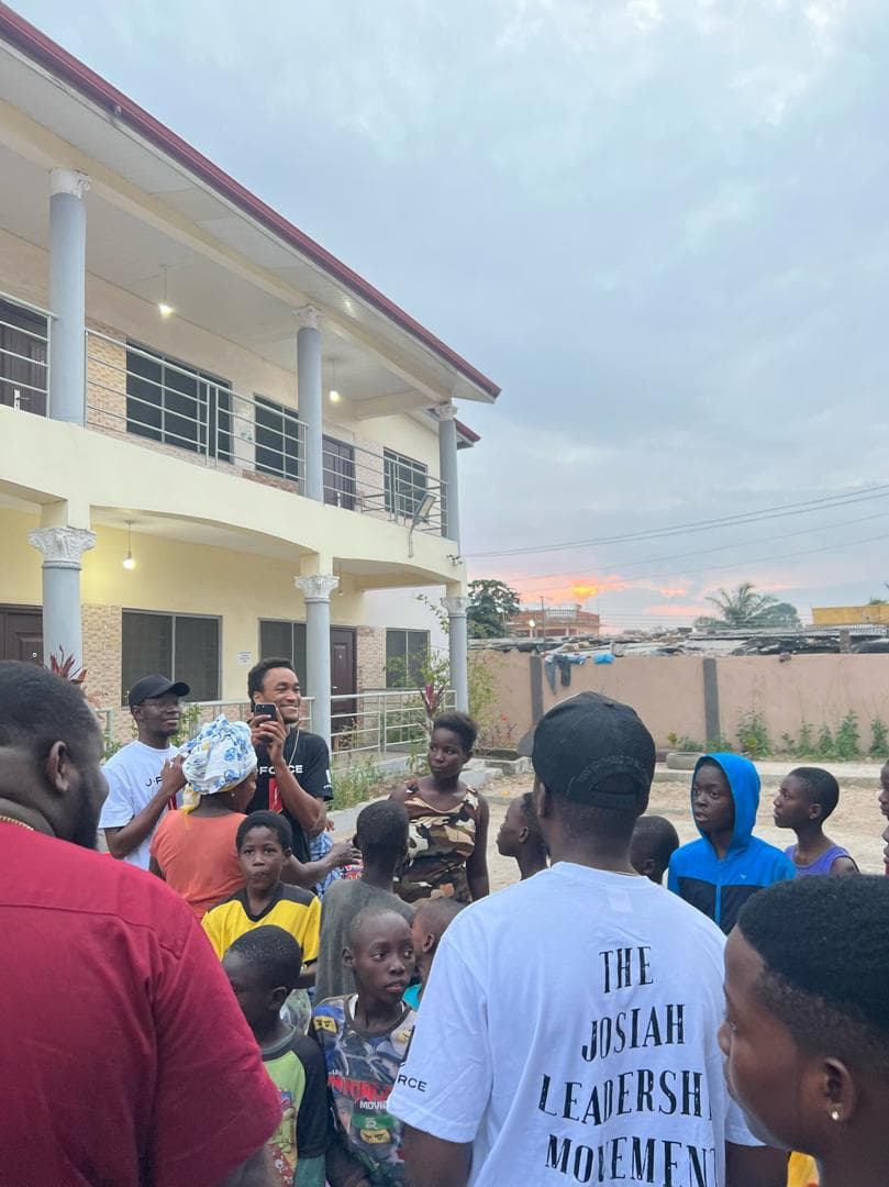Community members receiving food donations